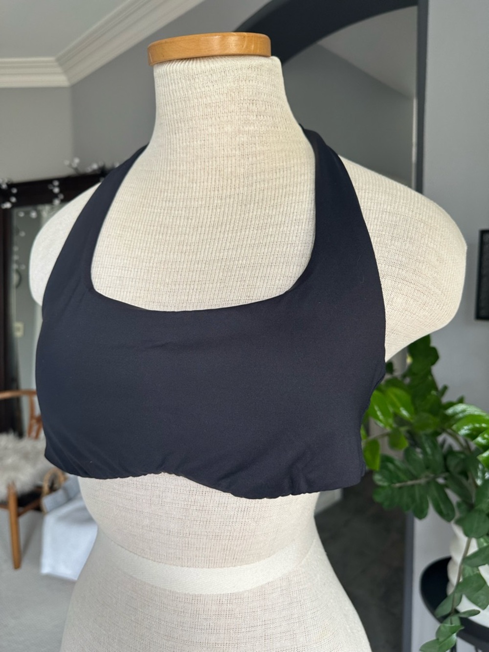 BECCA black halter swim top, size large